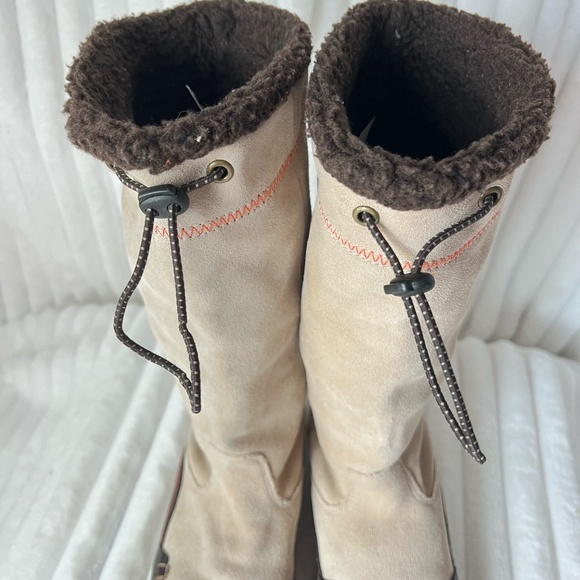 Lands End Calf High Suede Leather Rubber Sole Tan Winter Boots Size 6 - Picture 10 of 15